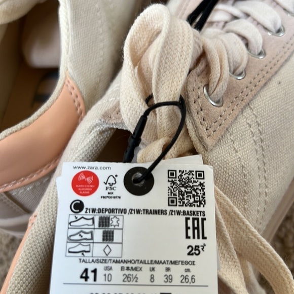 New! Zara canvas and suede beige sneakers. SZ 41/10. - Picture 5 of 9